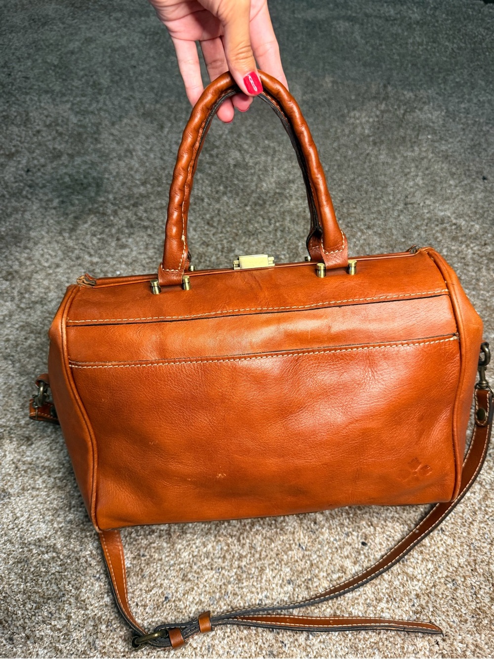 Vintage Patricia Nash Morina Doctor Bag 100% Italian Leather Cognac Tan - Picture 3 of 14